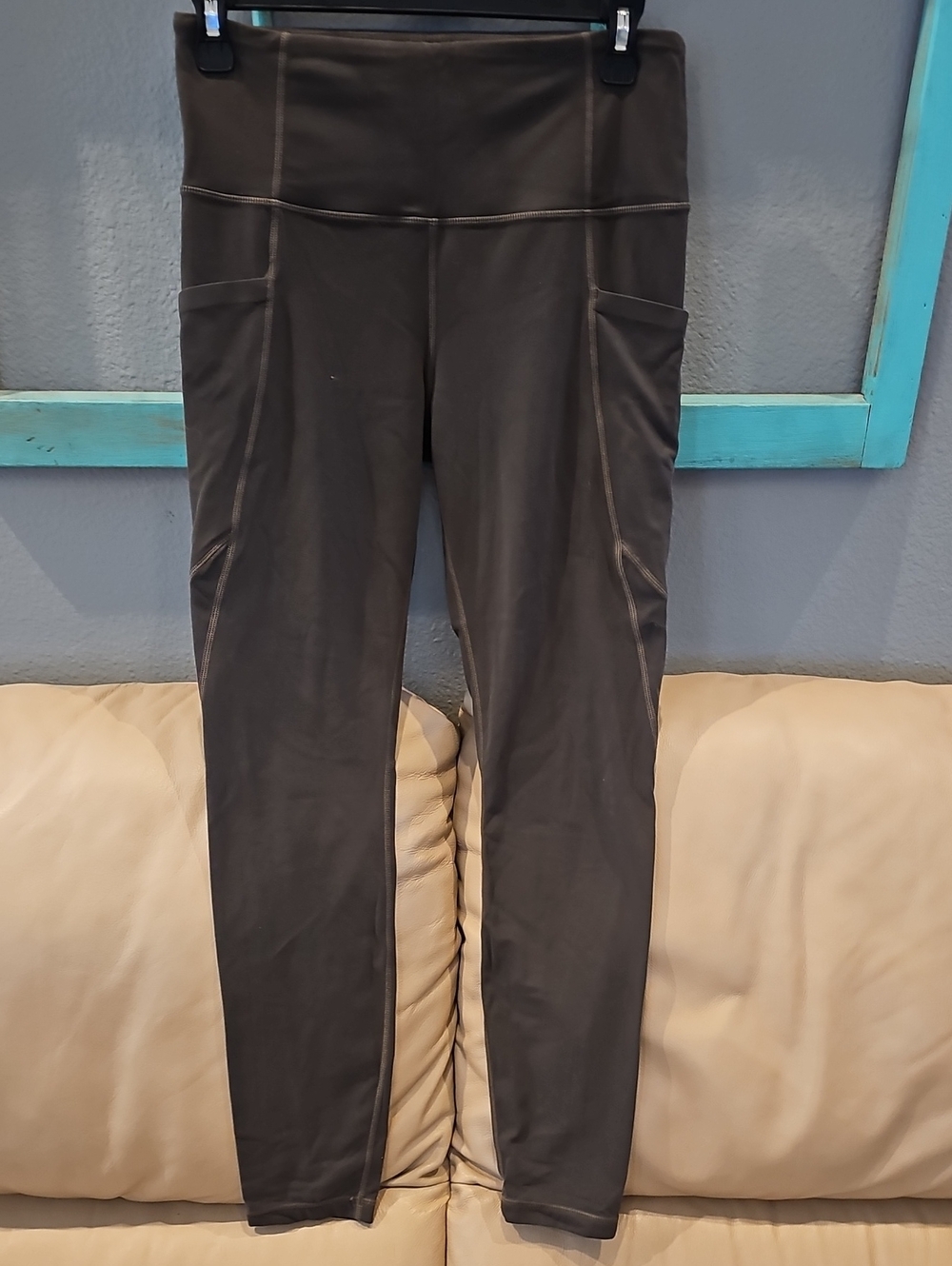 Athleta Dark Brown High-Waist Active Leggings with Side Pockets